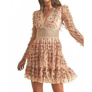 NEW ENDLESS BLU. felicity floral lace dress in mauve